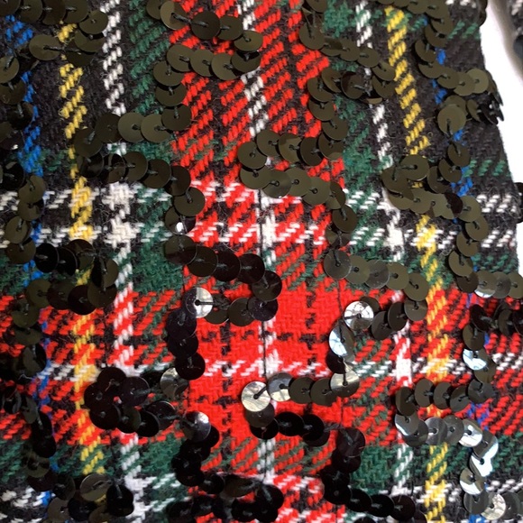 Vintage LEE JORDAN New York Red Tweed Plaid Sequence Cropped Short Vest - Picture 3 of 7